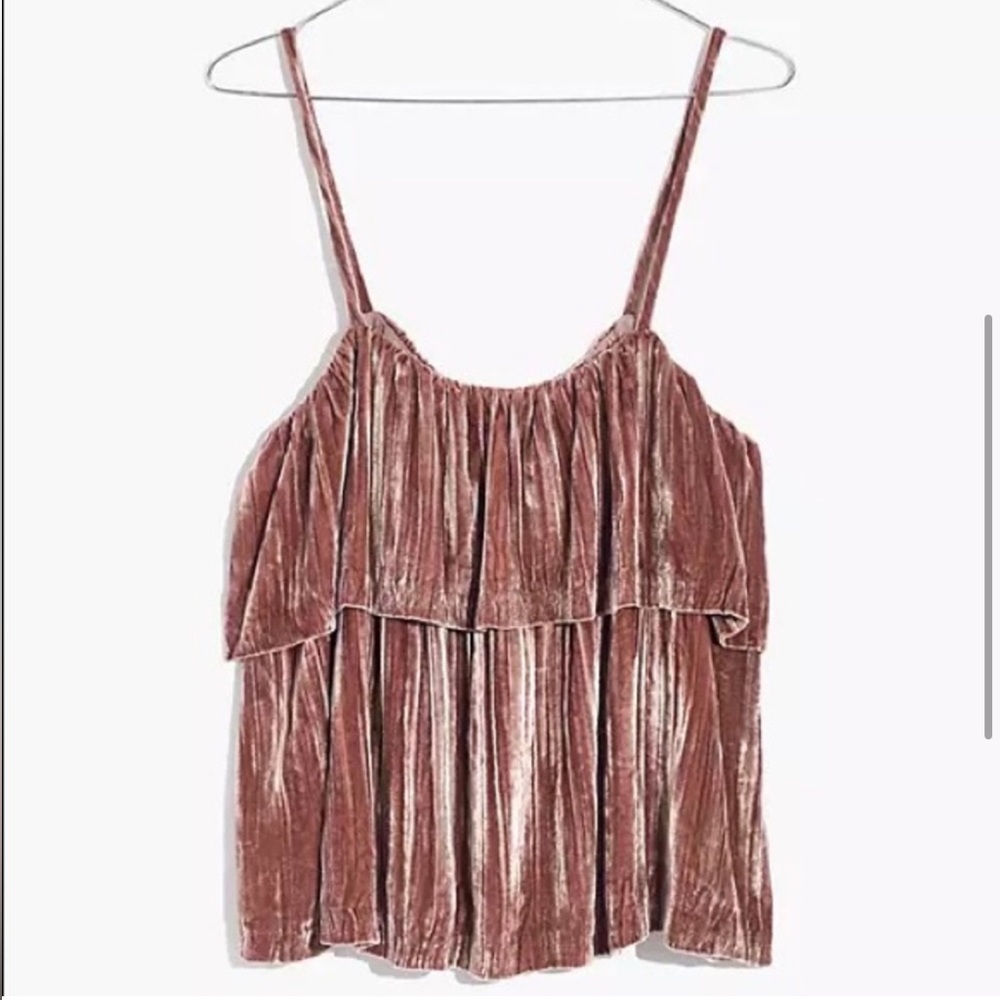 MADEWELL CRUSHED VELVET RUFFLE CAMI - Picture 5 of 7